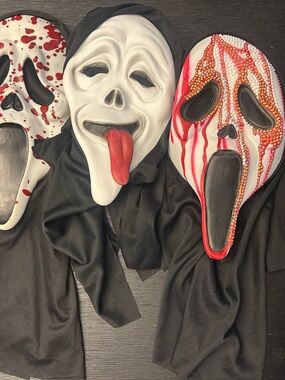 Halloween Ghostface Adult Size Mask Lot Of 3